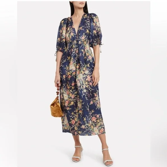 Zimmermann Zinnia navy floral linen dress - Picture 2 of 6